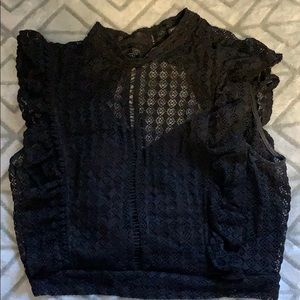 black lace crop top